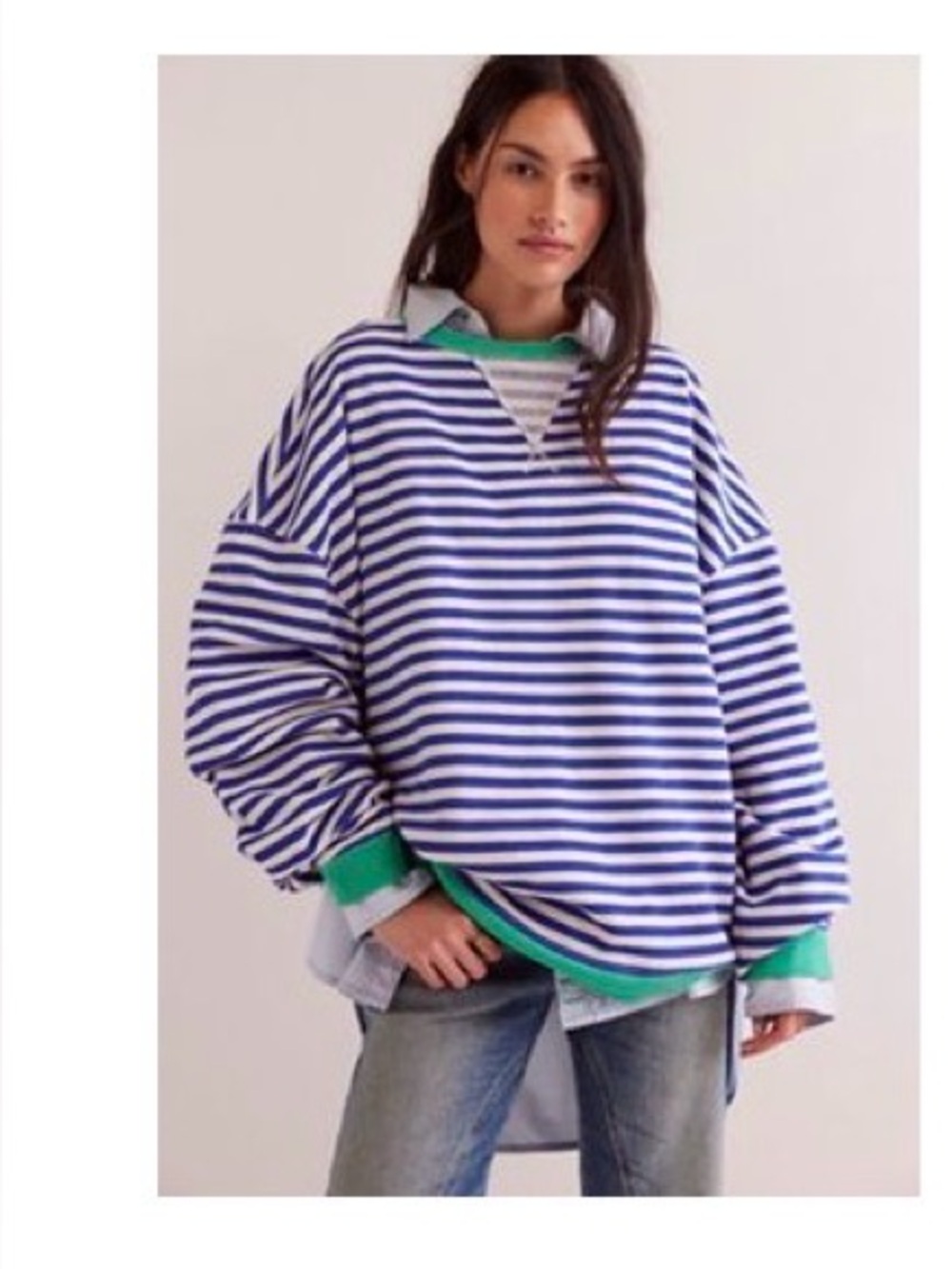We The Free 
Classic striped oversized crewneck